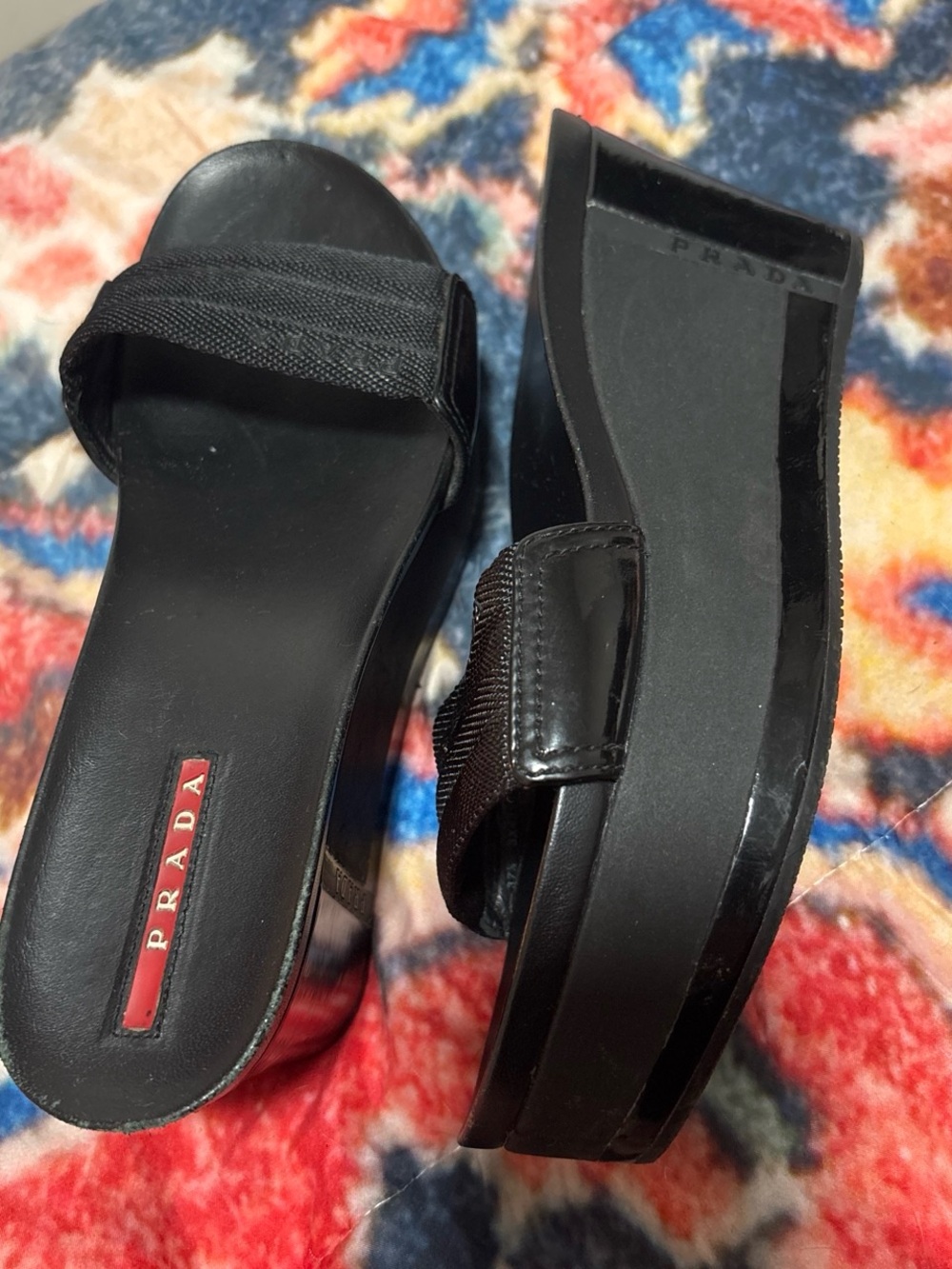Prada Black Platform Slide Mules